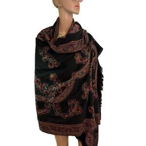 Vansha 100% Pure Black Paisley Luxury Pashmina Shawl